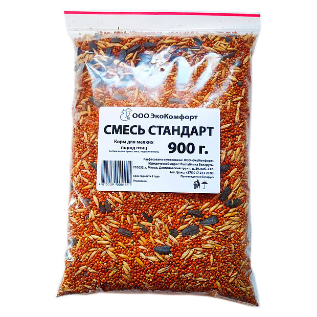 Корм для мелких птиц,смесь зерен ЭКОКОМФОРТ стандарт (900г) 620x620 в Материке