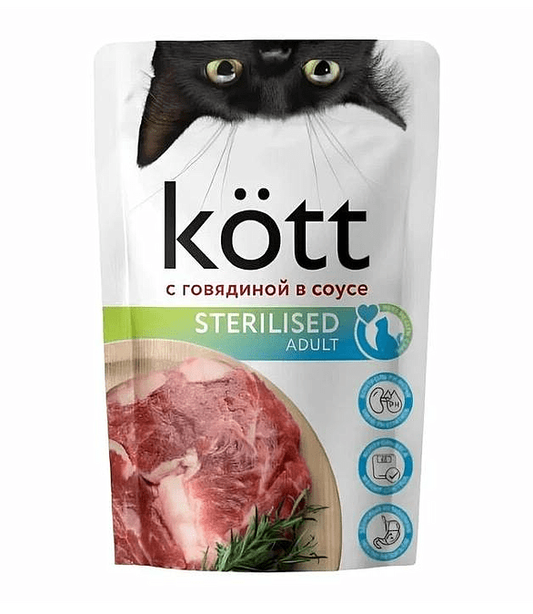 Корм для кошек Kott Sterilized говядина, соус (75г) 586x674 в Материке