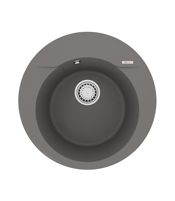 Мойка SULA D500мм круглая кварцгранит-серый шелк с сифоном 586x674 Мойка SULA D500мм круглая кварцгранит-серый шелк с сифоном 586x674 в Материке