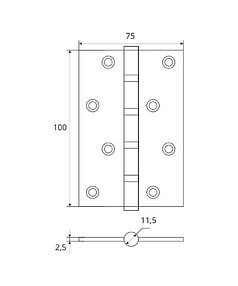 Петля дверная врезная универсальная AVERS 100*75*2,5-B4-CR, хром (уп=2шт)