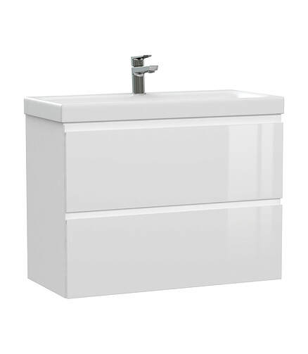 Тумба MODUO SLIM 80 подвесная белая 438x503 в Материке