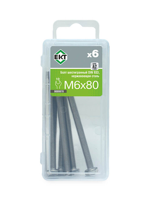 Болт 6-гранный M6х80, DIN933, НЕРЖ. СТАЛЬ, ЕКТ (уп=6шт) 495x660 Болт 6-гранный M6х80, DIN933, НЕРЖ. СТАЛЬ, ЕКТ (уп=6шт) 495x660 в Материке