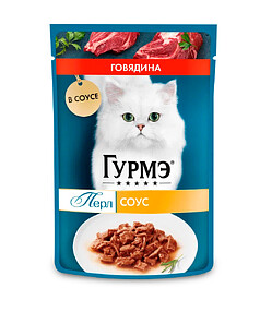 Корм для взрослых кошек GOURMET PERLE говядина соус (75г)