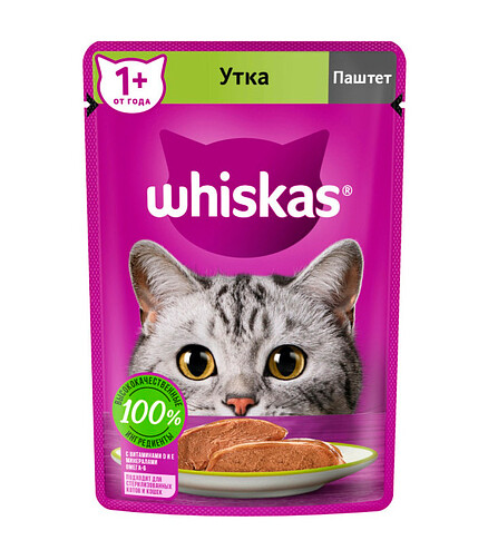 Корм для кошек WHISKAS утка, паштет (75г) 438x503 в Материке
