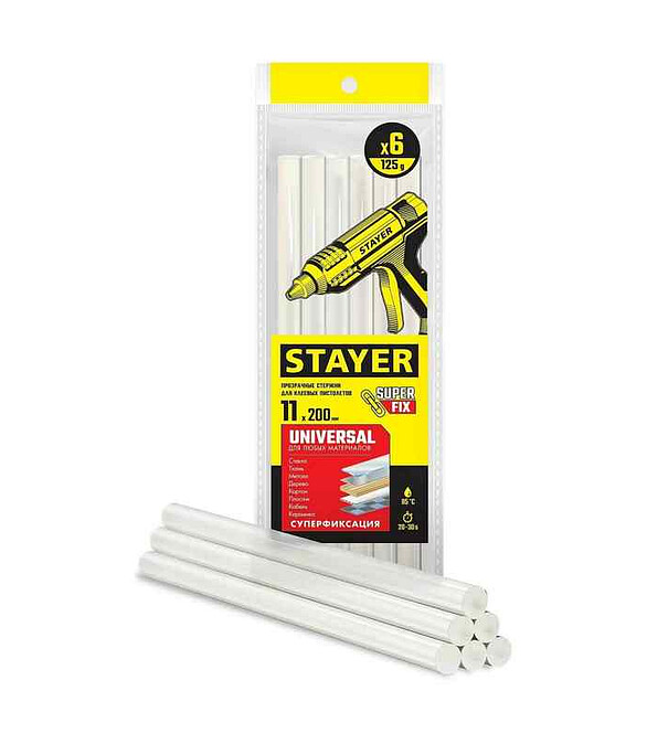 Стержни клеевые STAYER 2-06821-T-S06 11х200мм бесцв. 6шт/уп. 586x674 Стержни клеевые STAYER 2-06821-T-S06 11х200мм бесцв. 6шт/уп. 586x674 в Материке