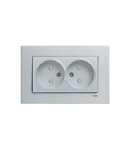 Розетка Viko NOVELLA 93000055 2мест. серебро 438x503 в Материке