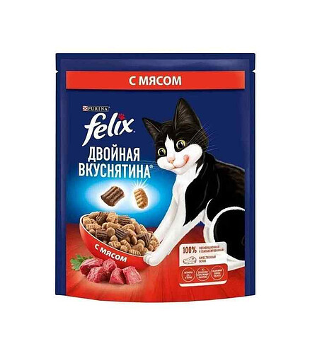 Корм для кошек FELIX Двойная вкуснятина, мясо (0,6кг) 438x503 в Материке
