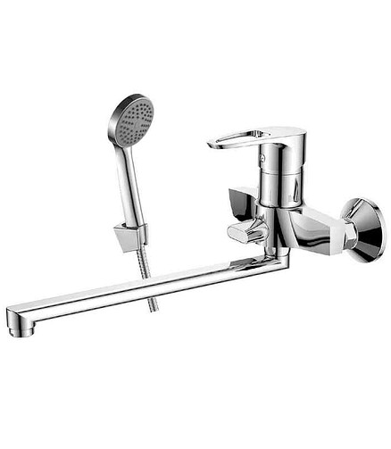 Смеситель DECOROOM DR70043 (для ванны, длинный излив 300мм), ЛАТУНЬ 438x503 в Материке