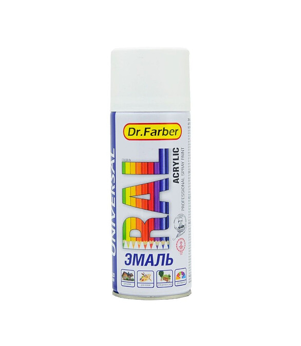 Эмаль Dr.Farber аэроз. акрил универс. RAL 9003 мат., 520мл 586x674 Эмаль Dr.Farber аэроз. акрил универс. RAL 9003 мат., 520мл 586x674 в Материке