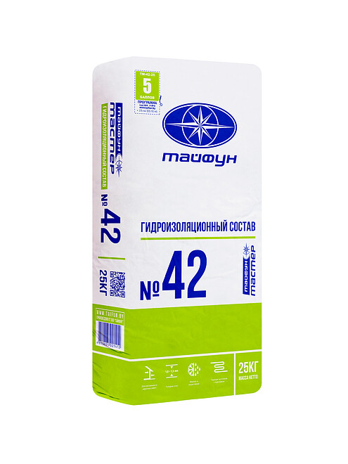 Смесь Тайфун Мастер № 42 гидроизоляционная, 25кг 495x660 Смесь Тайфун Мастер № 42 гидроизоляционная, 25кг 495x660 в Материке