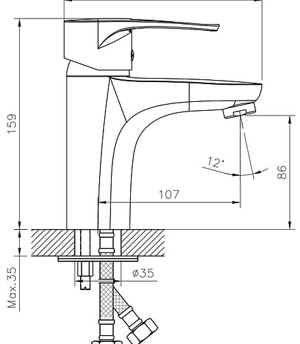 Смеситель DECOROOM DR70011 (для умывальника), ЛАТУНЬ 438x503 в Материке - Вариант 2