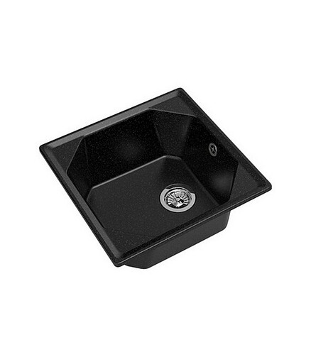 Мойка GRANFEST GF-U-500 500x500мм иск.мрамор-черный (сифон в комплекте) 438x503 в Материке