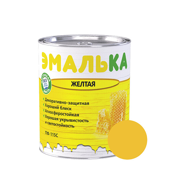Эмаль ПФ-115С ЭМАЛЬКА желтая 0,85кг 586x674 Эмаль ПФ-115С ЭМАЛЬКА желтая 0,85кг 586x674 в Материке