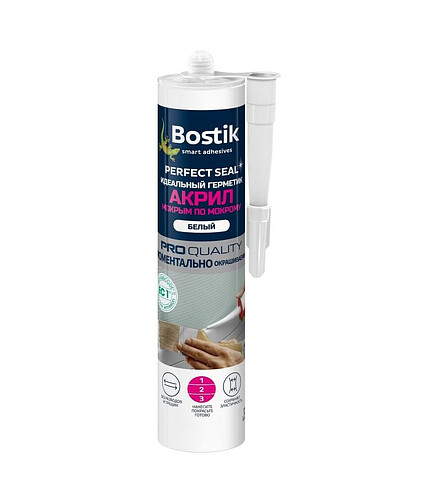 Герметик BOSTIK Perfect Seal Акрил Мокрый по Мокрому, 300мл 438x503 в Материке