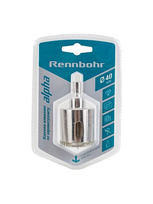 Коронка алмазная по керамограниту RENNBOHR 40мм 495x660 Коронка алмазная по керамограниту RENNBOHR 40мм 495x660 в Материке