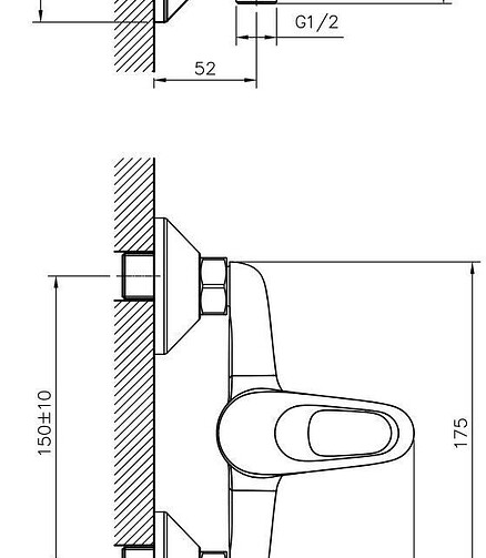 Смеситель DECOROOM DR21055 (для душа), ЛАТУНЬ 438x503 в Материке - Вариант 2