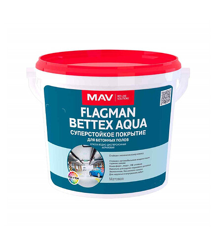 Краска МАВ FLAGMAN BETTEX AQUA для бетонных полов белый, 1,1кг 438x503 в Материке