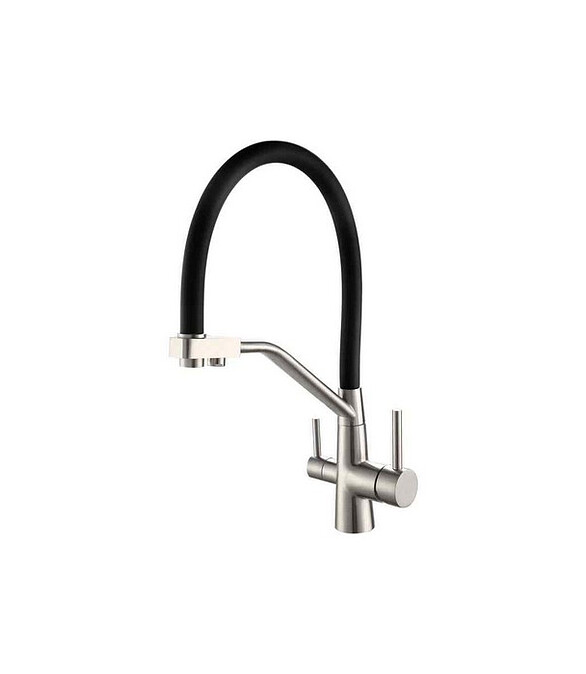 Смеситель ESKO K25 B (для кухни) гибкий излив на две воды, нерж.сталь, черный 586x674 Смеситель ESKO K25 B (для кухни) гибкий излив на две воды, нерж.сталь, черный 586x674 в Материке