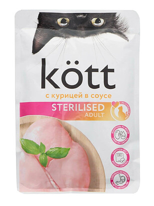 Корм для кошек Kott Sterilized курица, соус (75г) 238x286 в Материке