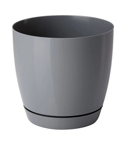 Горшок TOSCANA Round с поддоном(19x18,5см) пластик серый 0744-040 438x503 в Материке
