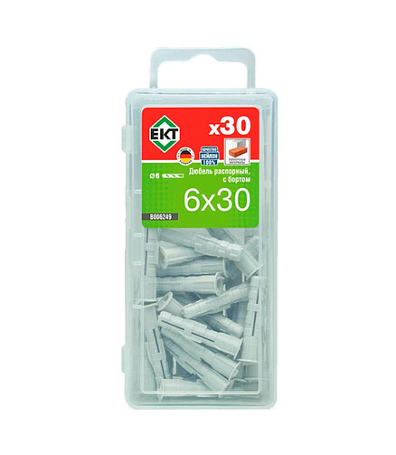 Дюбель распорный KEW KSD S 6х30 с бортом, нейлон B006249 (уп=30шт)_BOX 438x503 в Материке
