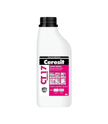 Грунтовка CERESIT CT 17 Super Grunt концентрат бесцветный, 1л 438x503 в Материке
