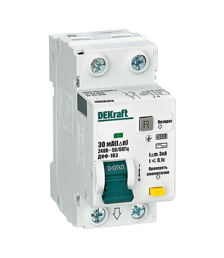 Дифавтомат DEKraft ДИФ-103 1П+Н 10А/30мА 438x503 в Материке
