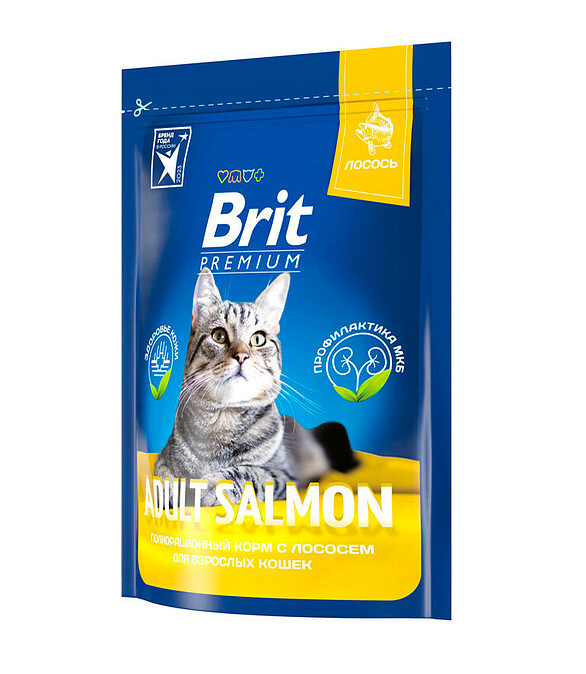 Корм для кошек Brit Premium лосось (0,4кг) 586x674 в Материке