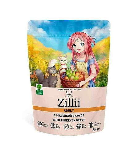 Корм для кошек ZILLII индейка, желе (85г) 438x503 в Материке
