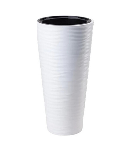 Кашпо SAHARA Dunes Slim Round с вкладышем (34,5x68,5см) пластик белый 2790-011 438x503 в Материке