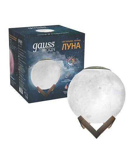 Светильник настольный Gauss Луна 3D NN004 светодиод. 1W D13см бел. 438x503 в Материке - Вариант 2