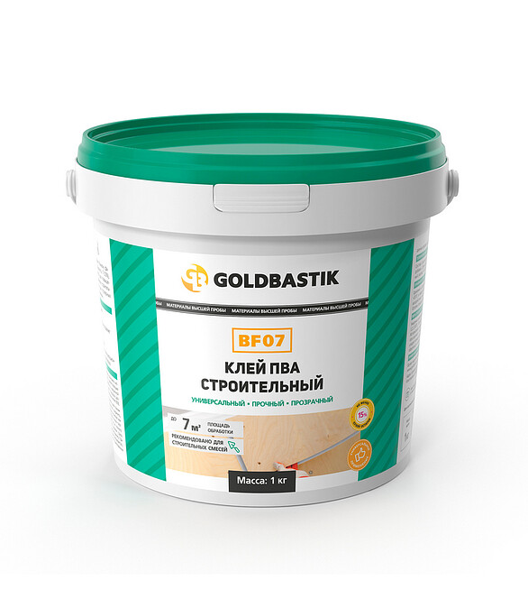 Клей GOLDBASTIK BF07 ПВА строительный, 1кг 586x674 Клей GOLDBASTIK BF07 ПВА строительный, 1кг 586x674 в Материке