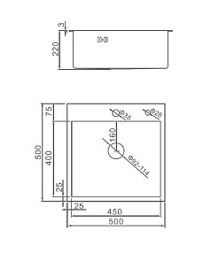 Комплект ГРАФИТ: мойка К35050B 50х50см + смес. W4998U-4 + (сифон/доз./коландер)