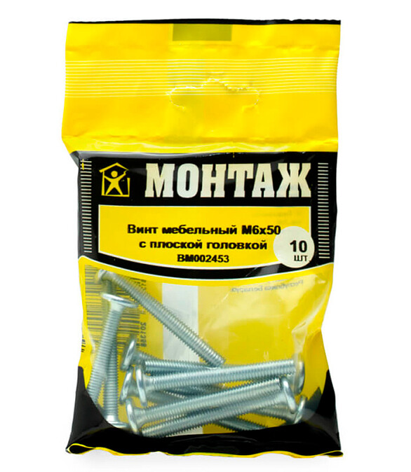 Винт мебельный с плоской головкой HEX 6х50, цинк, МОНТАЖ (уп=10шт) 586x674 Винт мебельный с плоской головкой HEX 6х50, цинк, МОНТАЖ (уп=10шт) 586x674 в Материке