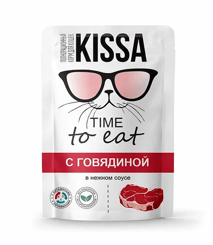 Корм для кошек Kissa говядина, соус (75г) 438x503 в Материке