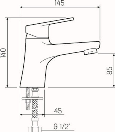 Смеситель SL132-001F (для умывальника) на гайке, ЦИНК 438x503 в Материке - Вариант 2
