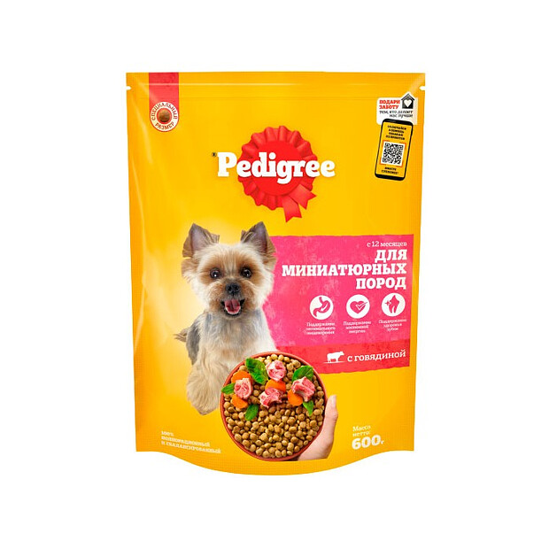 Корм для взрослых собак миниатюрных пород PEDIGREE Говядина (600г)