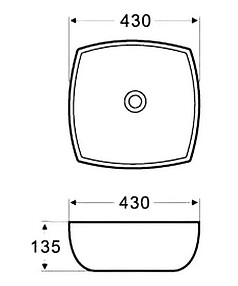 Умывальник накладной AZ-2076 (белый) 430х430х135мм
