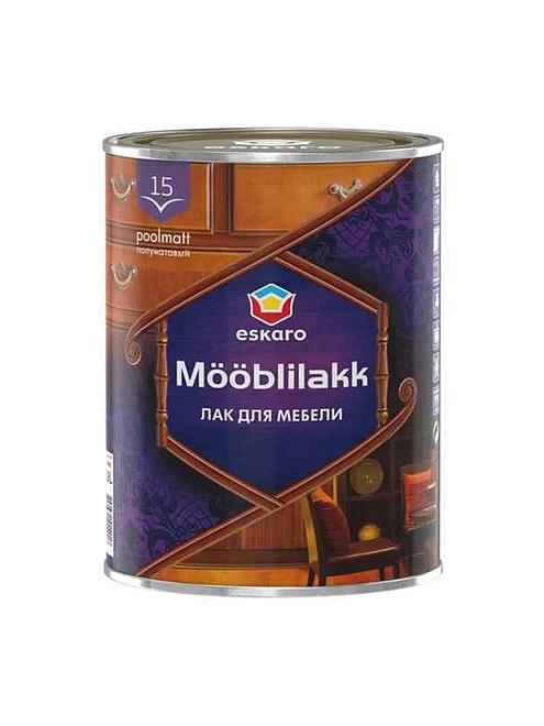 Лак Eskaro Mooblilakk 15 акриловый для мебели полуматовый, 0,9л 495x660 Лак Eskaro Mooblilakk 15 акриловый для мебели полуматовый, 0,9л 495x660 в Материке